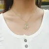 Kedjor Multicolor Initial Pendant Necklace Zircon Crown Charm Letter Jewelry Collier Copper Plate Chain Women Iniciales