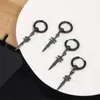 Studörhängen retro svart coolt svärd kors piercingar för kvinnor män personlighet non piercing falska punk smycken