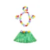 Flores decorativas grinaldas 30 conjuntos de 30 cm de saia de capim havaiana adicione 4pc Lei Conjunto para crian￧as luau fantasma fantasia Party praia flo dh6ze