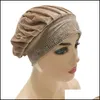 Bonnet / Skull Caps Beanie / Skl Winter Veet Inner Muslim Forage Hijab pour les femmes ethniques islamiques Wrap Head Hat prêt à porter la perte de cheveux Otuky