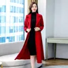 Lã feminina mistura elegante casaco de lã longa feminina etono inverno 3 botões slim damas misturadas sobretudo vermelho quebra -vento preto