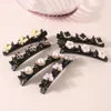 Women Girl Ribbon Elegant Flower Pearls Braid Hairn Pins Sweet Hair Dekorationsklipp Bangs Hold Barrettes PHEABAND Fashion Hair Accessories 1325