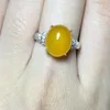 Cluster Rings KJJEAXCMY Boutique Jewelry 925 Silver-inlaid Natural Garnet Female Ring Mini Support Detection Yellow Chalcedony Woman