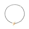 Choker Fashion Temperament Black Crystal Glass Bead Chain Halsband för kvinnor Simple OT Buckle Short Flower Jewelry Gift