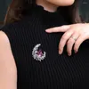 Broschen Ajojewel Elegante Kristall Mond Brosche Großhandel Corsage Pin Herbst Winter Schmuck Für Mantel Anzug Trendy Zubehör