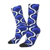 Herrensocken Orla Kiely Abstrakter Retro-Stoff Blau Weiß Kleid Männer Frauen Warm Mode Geometrisch Blumenmuster Crew