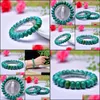 Brins de perles Perles de roue Bracelets en pierre verte Esprits maléfiques Chanceux pour femmes Hommes Cercle simple Bracelet simple Bouddhisme Bijoux Dro Ot5Za