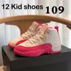 Jumpman 12 키즈 농구화 PS 독감 게임 블랙 치명적인 핑크 체육관 레드 운동 야외 스니커즈 사이즈 26-35