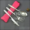 Set di posate Set di stoviglie portatili Cucchiai Forchette da bistecca in acciaio inossidabile Cam da viaggio Accessori da cucina Coltello Nuovo arrivo 3 5Zx F2 D Dh9Pg