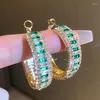Hoop Earrings UILZ High Quality Gold Color Women Micro Paved CZ Stone Fashion Versatile Girls Circle Earring Trendy Jewelry