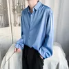 Men's Casual Shirts Men's Shirt Long-sleeved Blouses Spring Autumn Korean Style Vintage Cardigan Top Solid Color Oversized Loose Male