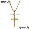 Подвесные ожерелья 18K Золотое мужское мужское ожерелье Крестное ожерелье Иисус высококачественный модный хип -хоп ювелирные украшения стальная цепь для мужчин 543 dhzlw