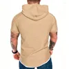 Men's T Shirts Oversized T-shirt Summer Man Short Sleeve T-shirts Casual Solid Hooded Shirt Homme Plus Size Tops Streetwear Men Tshirt