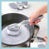 Accessoires de pièces d'aspirateur Brosse de nettoyage de cuisine 2 en 1 à long manche Éponge propre Brosses amovibles Distributeur de vaisselle pour outils D Dhhbr