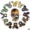 Haarrubberbands Chiffon Bowknot Silk Scrunchies Dames Pearl Ponytail Holder Touwaccessoires Drop levering sieraden Haarjewelry Dh6kf