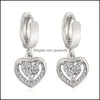 Boucles d'oreilles coeur pour femmes de haute qualité accessoires féminins romantiques style intemporel bijoux cristaux livraison directe Dhhmr
