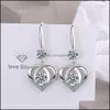 Charme S925 Timbre Sier Plaqué Boucles D'oreilles Coeur Charms Bleu Rose Blanc Zircon Boucle D'oreille Bijoux Brillant Cristal Gland Cerceaux Piercing Pour Wo Dhiyz