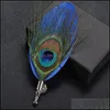 Pins Brooches Men Suit Peacock Feather Pin Originality Manual Necktie Pins Personality Classic Jewelry Cor Drop Delivery Otwhn