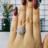 Cluster Rings Design Luxury 3 Pcs In 1 925 Sterling Silver Ring Cushion Engagement Wedding For Women Finger Jewelry R4308