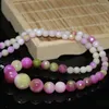 Choker Multiclor Jades Stone Chalcedony 6-14mm Tower Chain Faceted Round Beads Necklace For Gifts Charms Jewelry 18inch B620