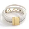 Bracelets de charme Allyes Hollow Heart for Women Trend Crystal Badyed multilayer embrulhada Bulbão de couro Presentes de jóias