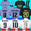 22 23 Spelarversion Soccer Jerseys 3: e Benzema Real Madrids 2021 Finalsmästare 14 Kit Rodrgo Camiseta 2022 2023 Vini Jr Camaveringa Tchouameni Football Shirt Kids
