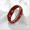 Charm Bracelets 2023 Est Fashion Women's Leather Wrap Bracelet Colorful Crystal Beads Metal Button Clasp Handmade Jewelry Bohemian