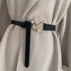 Belts Women's PU Leather Thin Belt Fashion Metal Ring Buckle Bow Decoration Ladies Waistband For Wedding Dress Overcoat