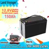 Paquete de batería portátil 12V150ah lifepo4 150ah fosfato de hierro y litio baterías impermeables de 12v para motor de barco inversor cargador 14.6V10A