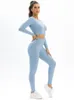 Women's Two Piece Pants 2pcs Seamless Yoga Set Women Sports High Waist Legging Sexy Backless Fitness Shirt Tracksuit Workout Clothes Outfit
