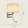 Lampa ścienna 2 światła Przełączniki LED Bedside Light Light Home Focus Swing Arm