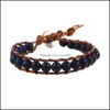 Perlé Boho À La Main Perle Bracelets Pierre Naturelle Tressé Om Charme Bracelet En Cuir Wrap Poignet Bracelet Pour Hommes Femmes Bijoux Cadeaux Dr Dhv3J