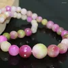 Choker Multiclor Jades Stone Chalcedony 6-14mm Tower Chain Faceted Round Beads Necklace For Gifts Charms Jewelry 18inch B620