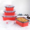 Schüsseln, Schüssel-Sets, zusammenklappbare Lunchbox aus Silikon, tragbar, faltbar, zur Aufbewahrung von Bento-Behältern