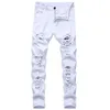 Men's Jeans White Fashion Hip Hop Ripped Skinny Denim Trousers Slim Fit Stretch Distressed Zip Jean Pants High Quality 230113