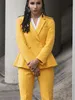 Spring Fashion Yellow Women Pants Suits For Wedding Mother of the Bride Suit Evening Party Blazer Guest Wear 2 Pieces