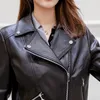 Women's Leather & Faux Spring Autumn Brand Sheepskin Zip Womens Motorcycle Short Jackets High Quality Genuine Slim Fit Office Ladies Coats