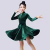 Scenkläder 2023 Girl Latin Dance Dress Competition For Children Girls Ballroom Kids Kirt Tango Salsa Dancewear Practice340H