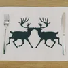 Bord Mats 40x31cm Set Linen Animal Pattern Placemat Home Decorative Mat Kitchen Servett