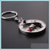 Keychains Lanyards Creative Russian Turntable 360 ​​Degrees Rotatable Keychain Car Styling Personlighet Present Keyrings Keyring Key Hol OT3BQ