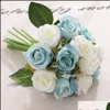 Decorative Flowers Wreaths Branchlets Fake Rose Artificial Flower High Quality Silk Plastic Simation Home Party Wedding Decorate R Otusj