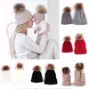 Beanies Beanie/Skull Caps 2023 Fashion Fur Ball Cap Pom Poms Winter Hat For Women Girl 's Baby Knitted Brand Thick Female1