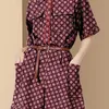 Tvådelad klänning Sommar Nytt tvådelar Set Women Outfits Casual Single-Breasted Printed Shirt Topps High midjeben vid benen Shorts med Belt T230113