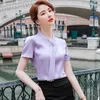 女性のブラウスノベルティパープル夏の女性のための半袖シャツwork服を着る女性のブラウスの服