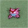 Pins Brooches Cartoon Pink Wolf Head Brooch For Boys Vicious Animal Enamel Pin Wholesale Creative Metal Badges Jewelry Small Fashio Dh8Kl