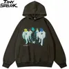 Herrtröjor tröjor män streetwear vintage blå tröja skugga målning grafisk höst harajuku hooded pullover hiphop hipster 230113