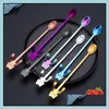 Spoons Long Handle Tea Black Rainbow Copper Gold Slier Cat Stainless Steel 304 Dessert Drop Delivery Home Garden Kitchen Dining Bar F Otiwu