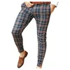 Pantalons pour hommes JAYCOSIN Hommes Casual Plaid Print Party Suit Stretch Pieds Avec Poches Slim Fashion Business Pantalon