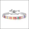 Tennis Europeiska och amerikanska f￤rg Zirkonarmband Kvinnor Diamond Crystal Birthday Drop Delivery Jewely Armband Otvjw