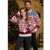 女性のセーター2023年の服の男性はクリスマスファミリーカップルXMASラウンドネックエルクジャザードロングスリーブ230113に一致します